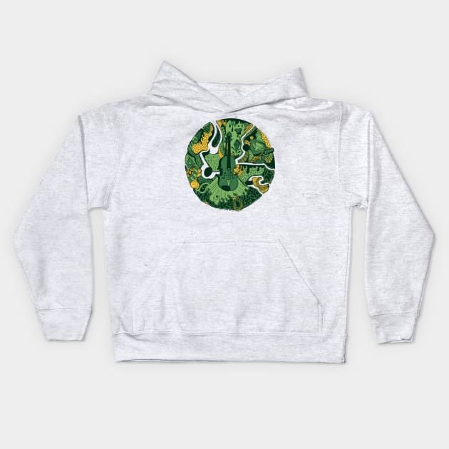 Forrest Green Circle of Music Kids Hoodie by kenallouis